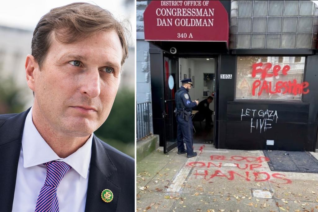 Jewish Rep. Dan Goldmanâs NYC office vandalized with pro-Palestinian graffiti: ‘Blood on ur hands’Â 